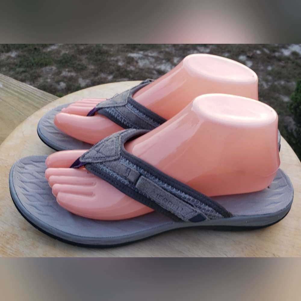 Merrell Siren 2 Flip Flops Women's Sz 9 Gray Suede Nylon Thong Sandals - Picture 4 of 12